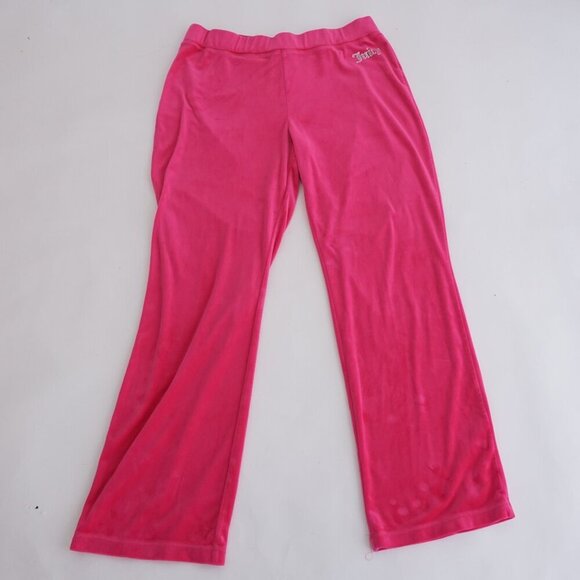 Juicy Couture Neon Pink Velour Lounging Elastic Waist Straight Leg Pants L - Picture 1 of 10